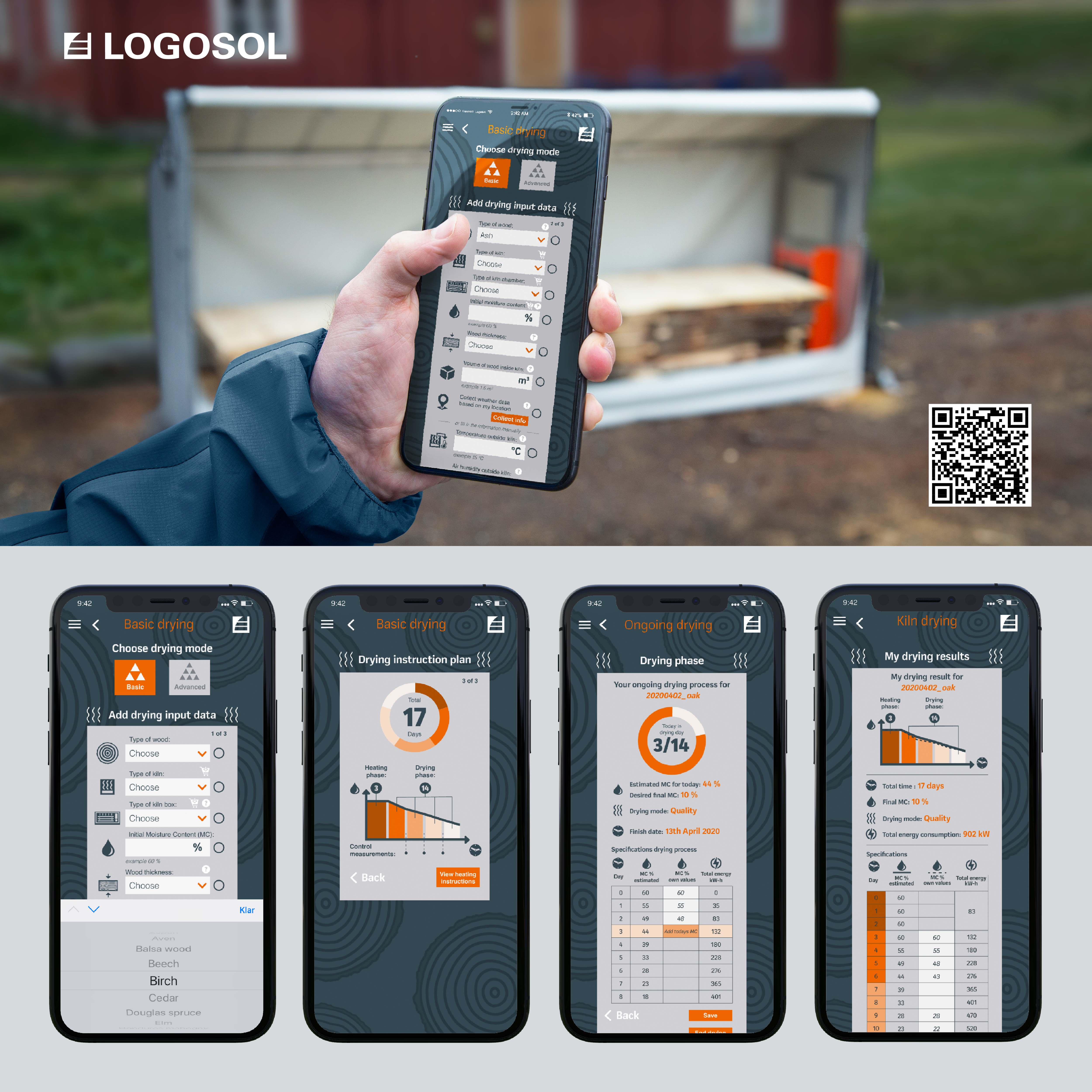 Logosol Connect, app för trätorkning